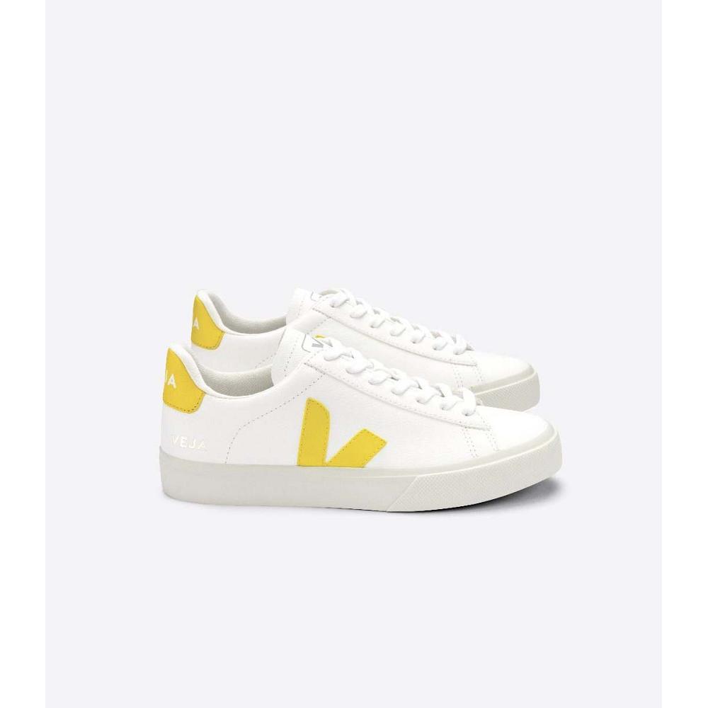 Men\'s Veja CAMPO CHROMEFREE Low Tops Sneakers White/Yellow | SG 205HAP